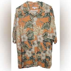 Pierre Cardin Orange Hawaiian Aloha Shirt